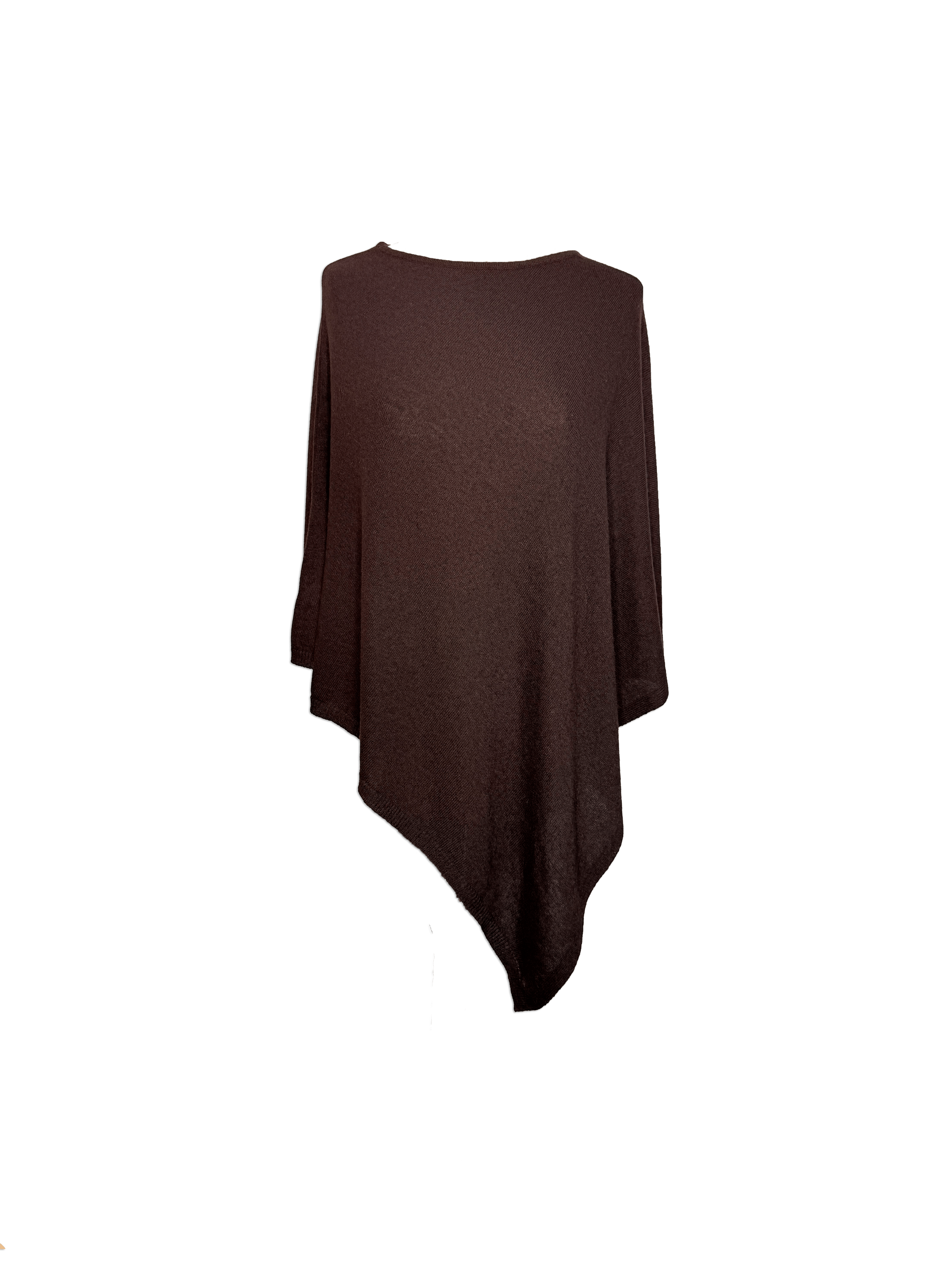 Poncho i 10% cashmere - Brun large Uldplaiden.dk