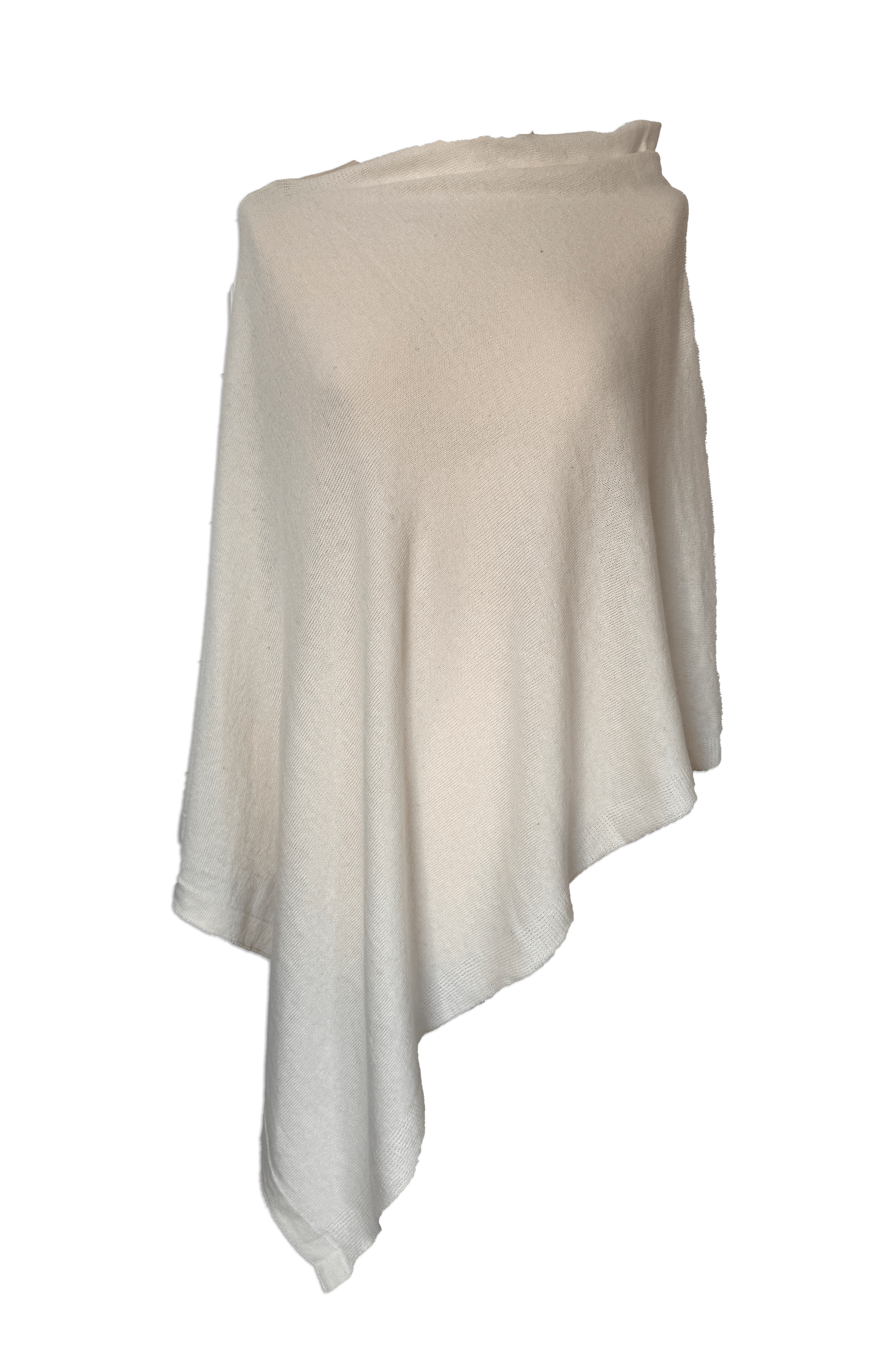 Poncho i 5% cashmere - Off white Uldplaiden.dk