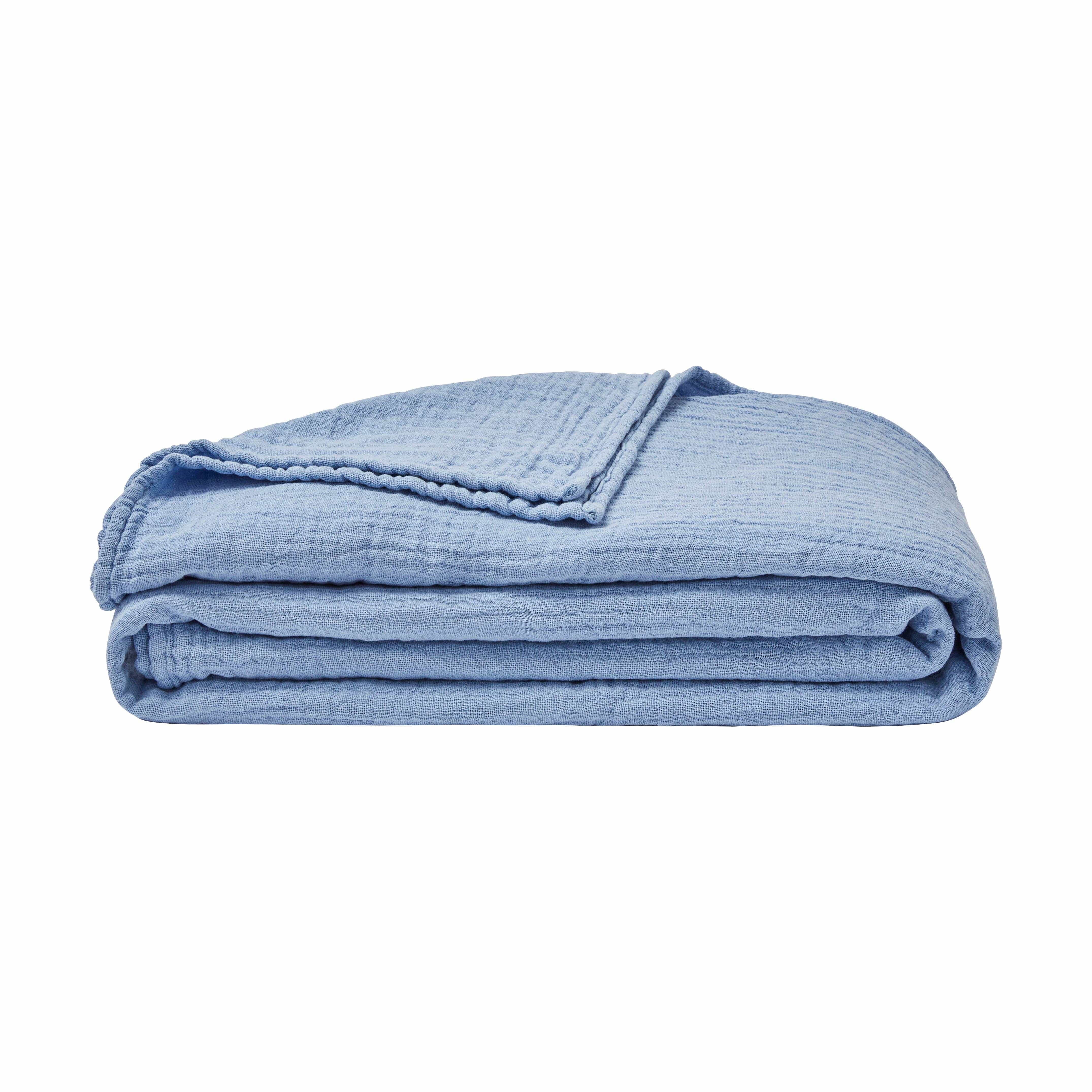 JAZZY Reve Bleu - Plaid og sengetæppe i bomuldsgaze: Kast plaid Uldplaiden