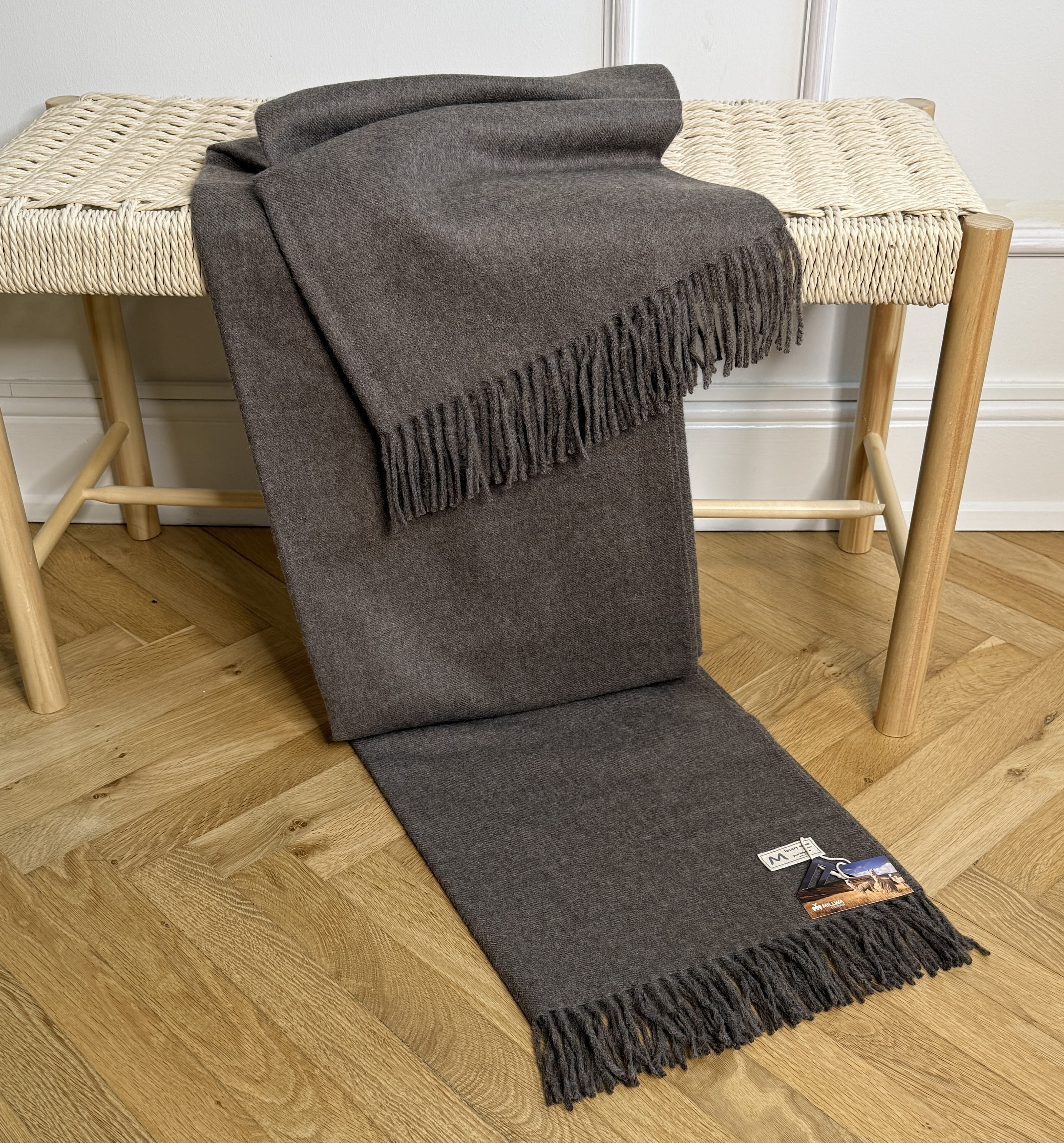 Uldplaid i 100% baby alpaca uld - Brun melange Uldplaid Uldplaiden