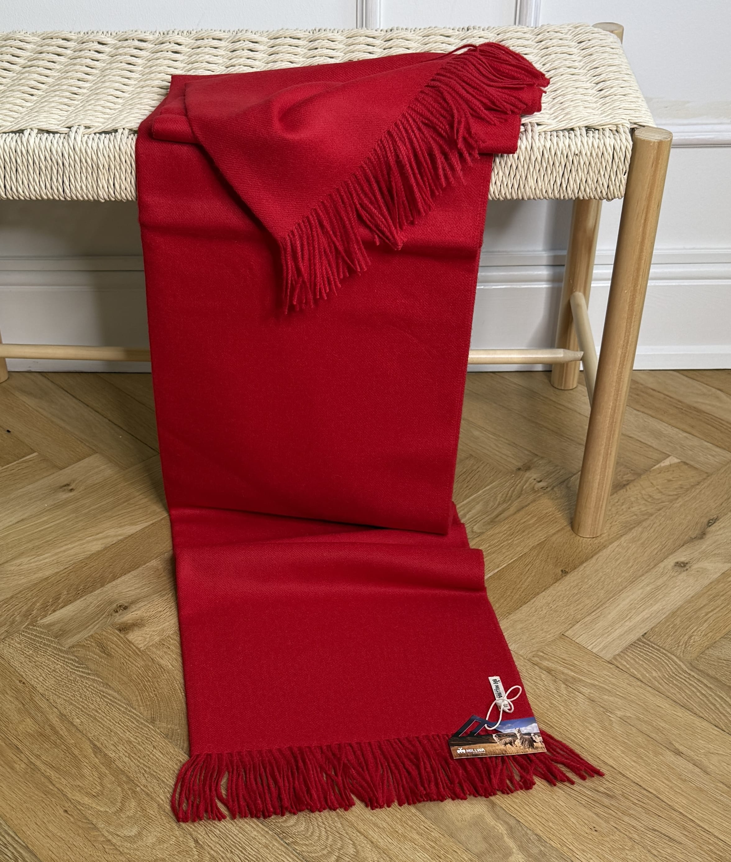 Uldplaid i 100% baby alpaca uld - Rød Uldplaid Uldplaiden