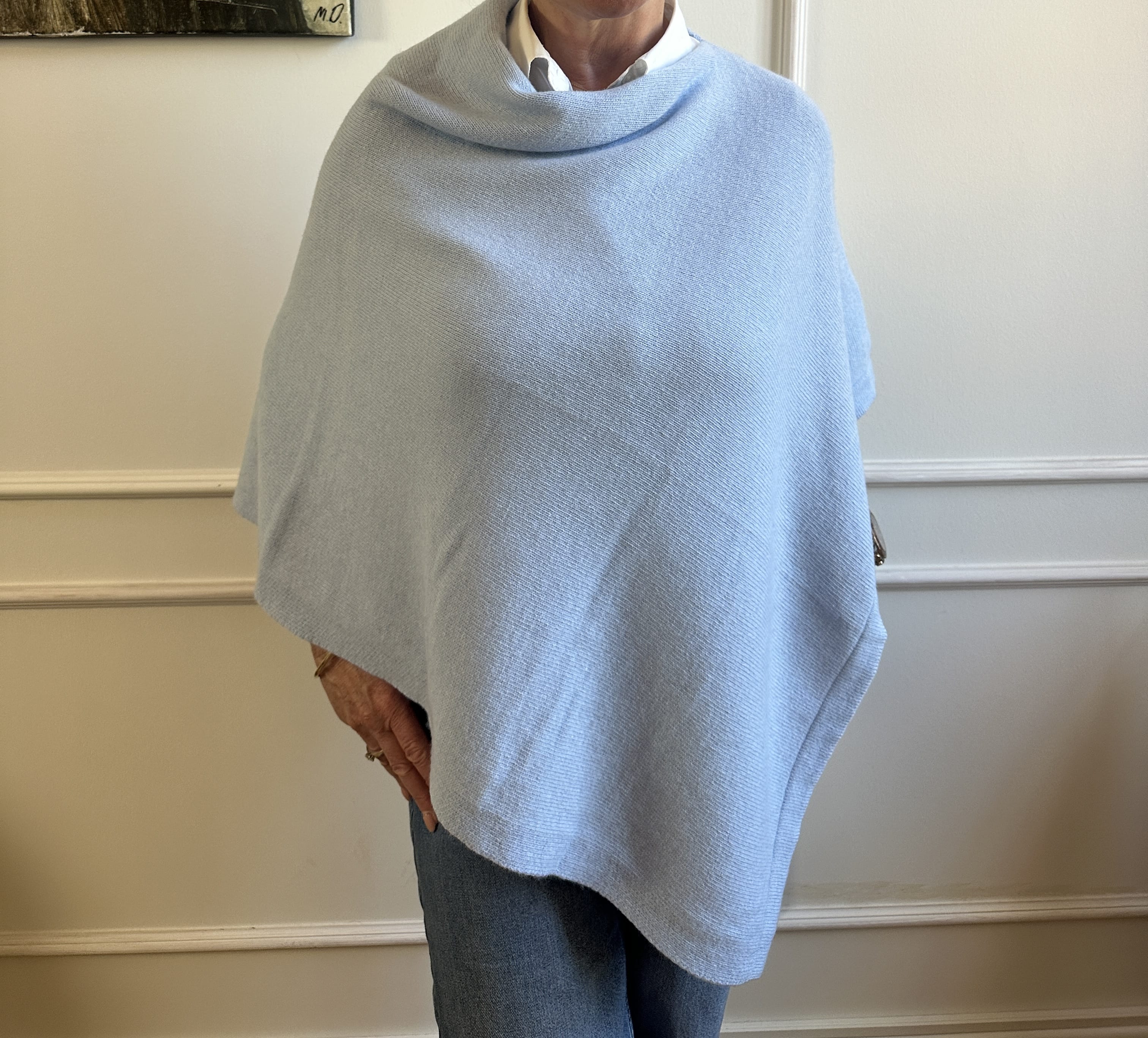 Poncho med cashmere - Lyseblå Assia di Brunetti Federica e C. s.a.s.