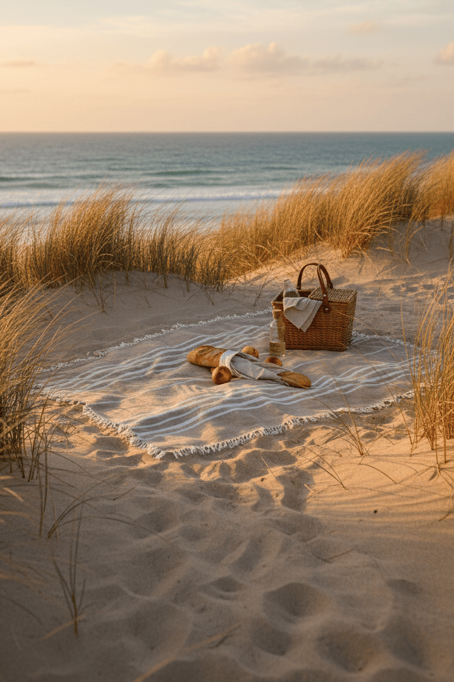 Sommerplaid i bomuld - Sand Tiseco