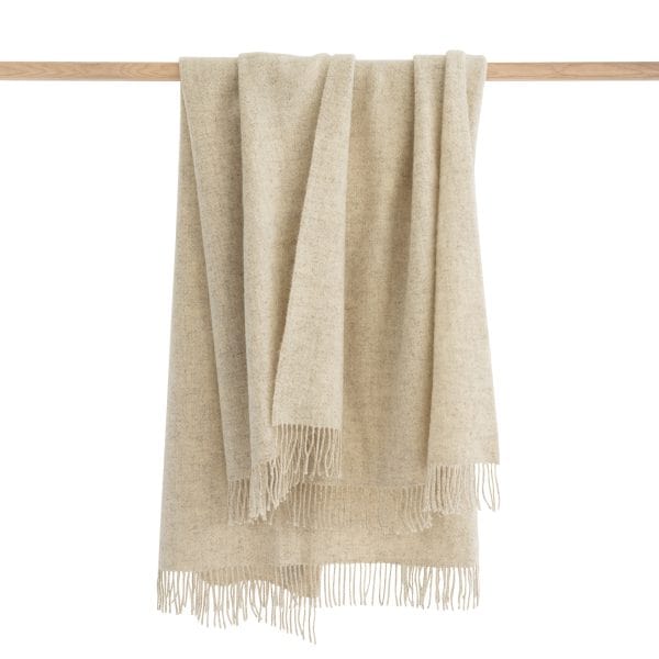 Øko uldplaid i 100% uld - Ecru (132x190 cm) Uldplaiden.dk