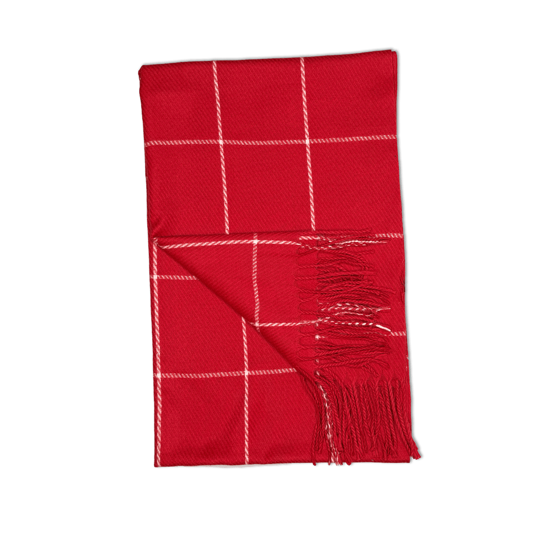 Sjal i uld - Rød m. tern Uldplaiden.dk