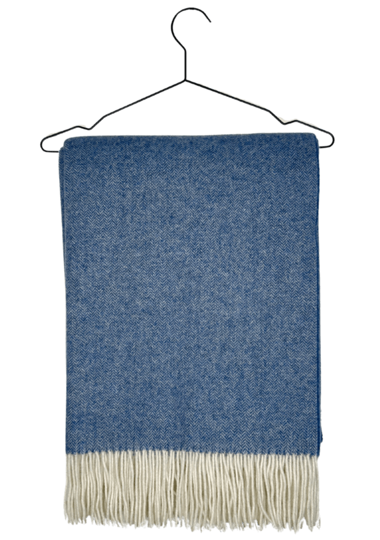 Uldplaid i 10% Cashmere - Navy (140x200 cm) tæppe Uldplaiden