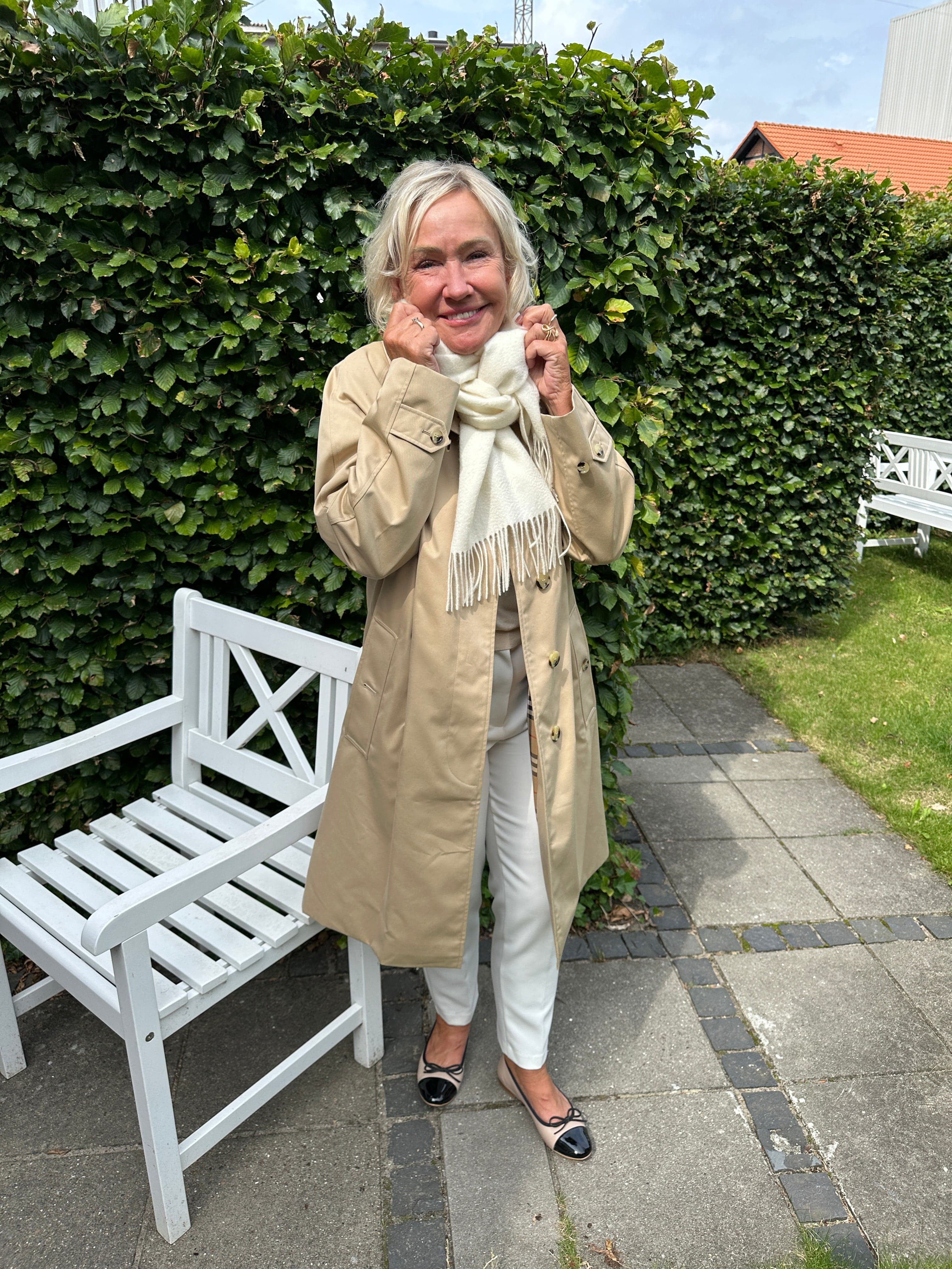 Halstørklæde i 100% Cashmere -  Offwhite (30 x 180 cm) Tørklæder og sjaler Uldplaiden