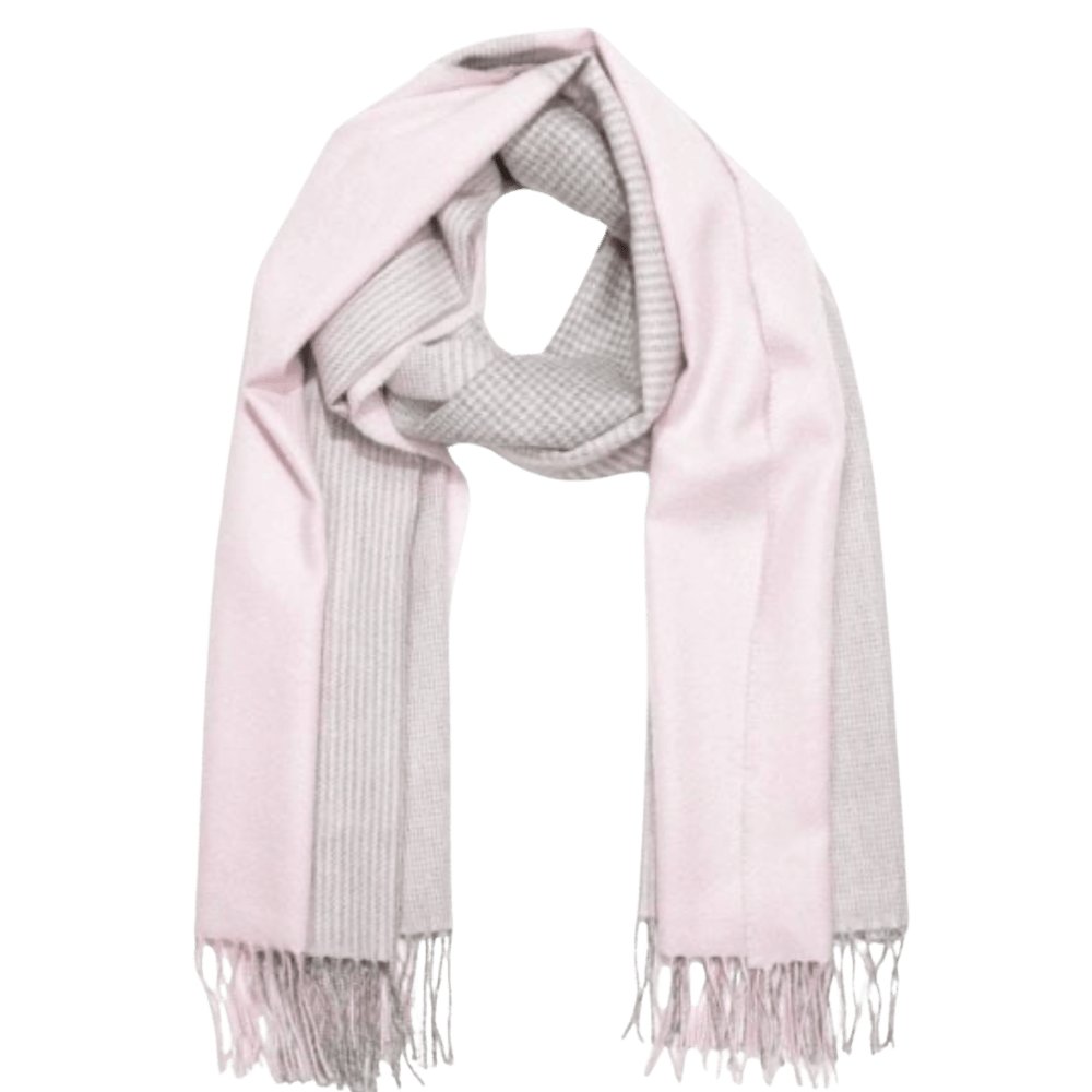 Sjal i 100% Merinould - Baby pink i tern Tørklæder og sjaler Uldplaiden