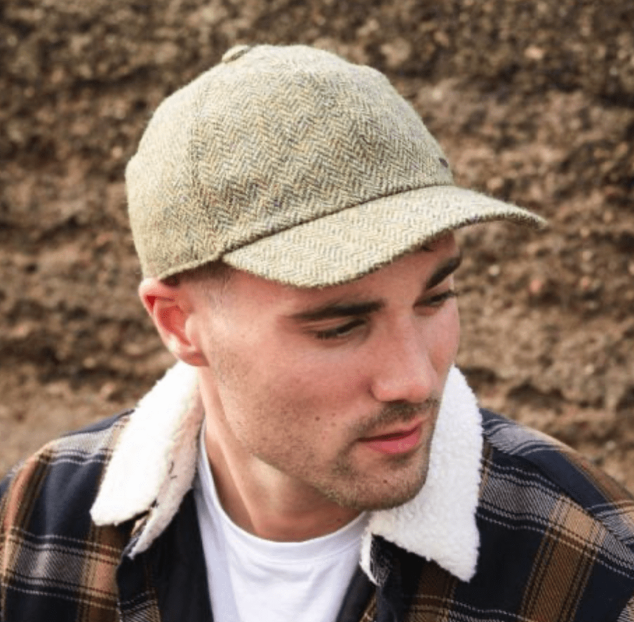 Uldkasket beige/grøn Uldplaiden